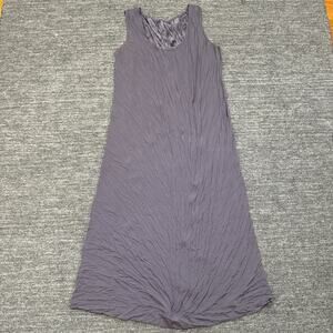 Babette San Francisco Dress Women Large Purple Crinkle Midi Sleeveless Sheath